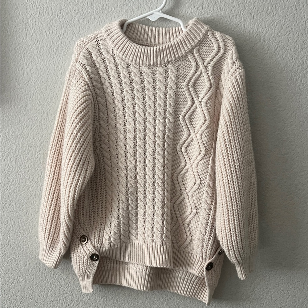 SHEIN Girls Cream Textured Knit Sweater